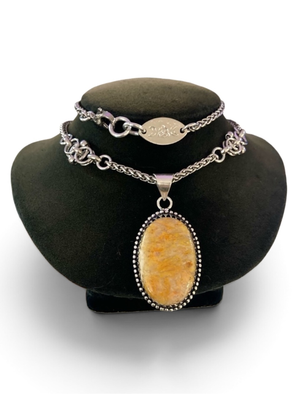 Yellow agate gemstone boho celtic knot design necklace